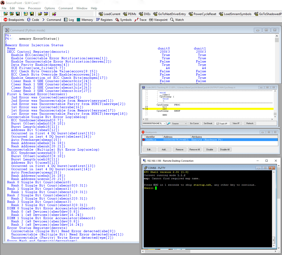 EFI CScript Memory Error Status Screenshot