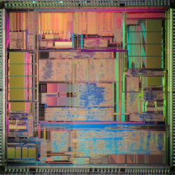 Rainbow stylized circuitboard